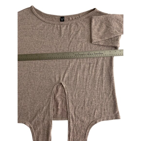 Windsor Womens Tie-Front Sweater Top Greyish Pink Knit Asymmetrical Hem Large - Picture 3 of 9